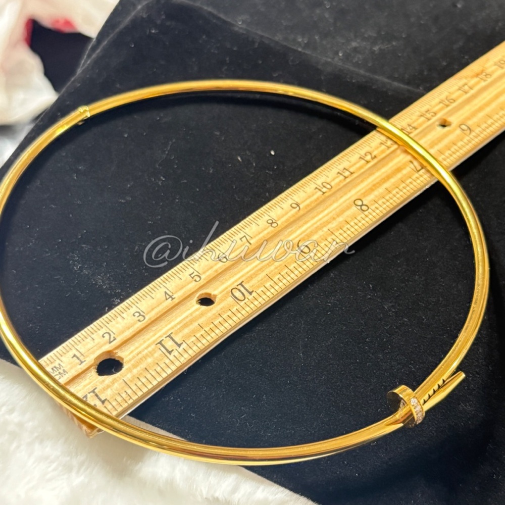 New Nail Choker 18K Gold Plated Zirconia Motif Statement Necklace - Picture 7 of 12
